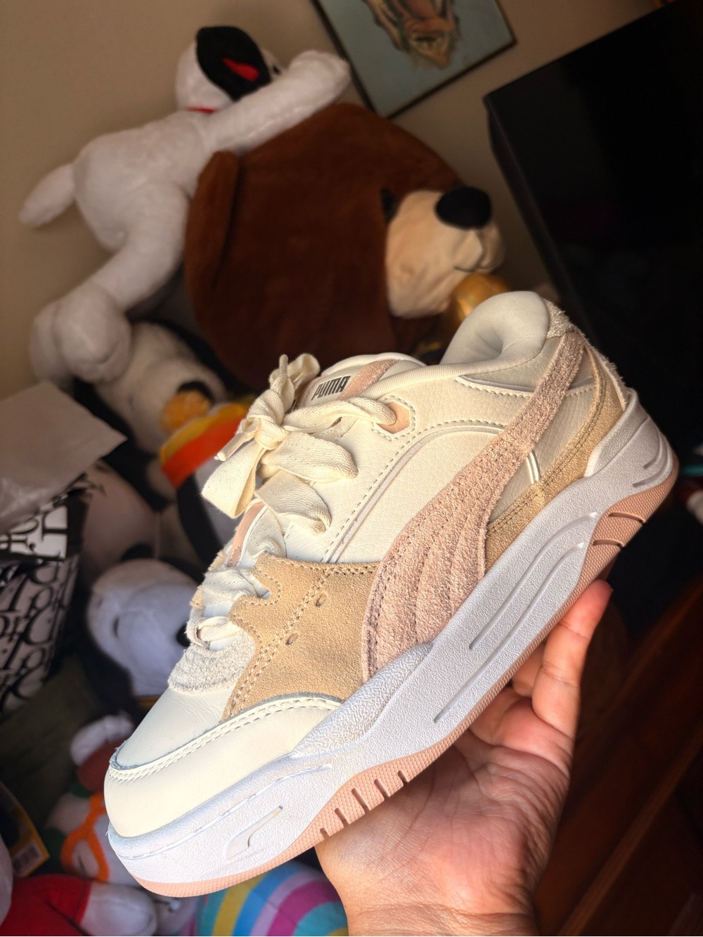 Puma Cream & Beige Suede-Accent Casual Sneaker
